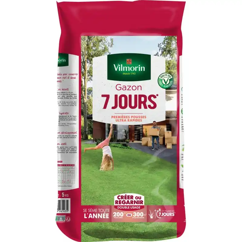 GAZON 7 JOURS VILMORIN 5KG Meilleure Vente