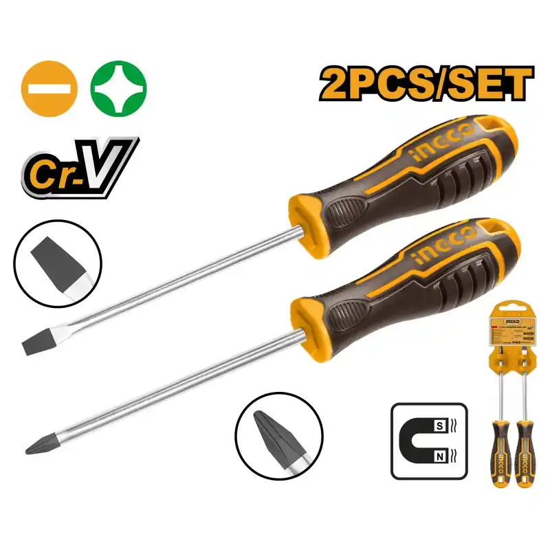 Livraison Express JEU DE 2 TOURNEVIS CROIX/COUPES – INGCO