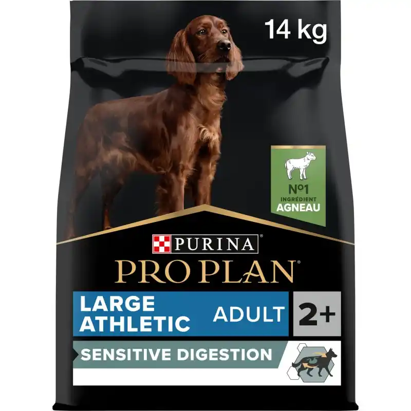 Satisfait Ou Remboursé CROQUETTES CHIEN PRO PLAN LARGE ADULT ATHLETIC SENSITIVE DIGESTION RICHE EN AGNEAU 14 KG