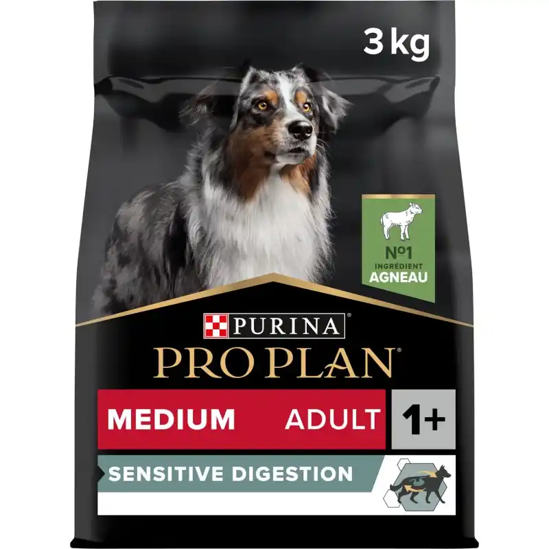 CROQUETTES CHIEN PRO PLAN MEDIUM ADULT SENSITIVE DIGESTION RICHE EN AGNEAU 3 KG Dernière Chance
