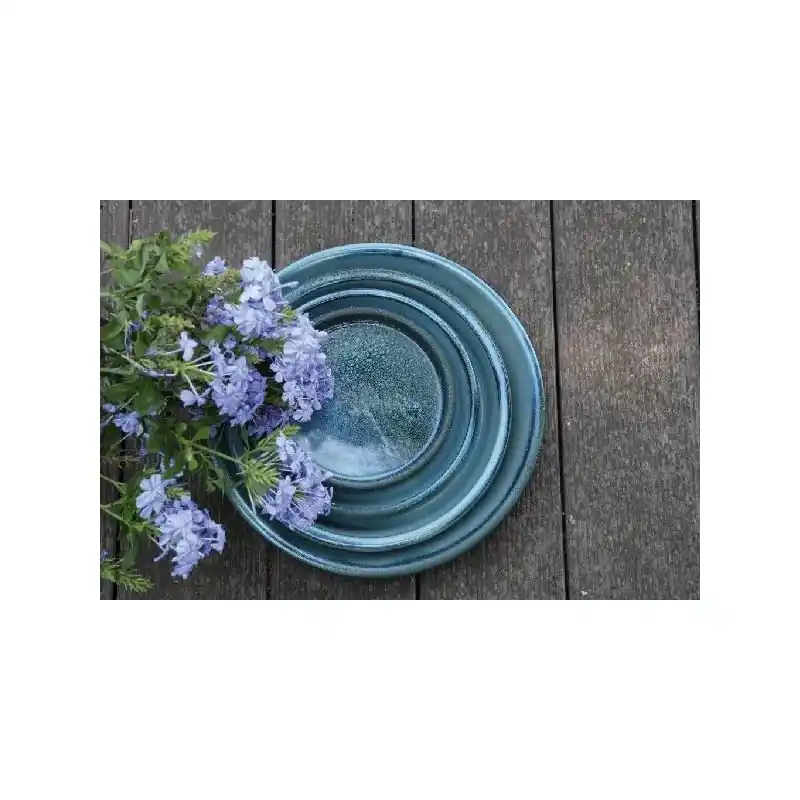 Certifié Soucoupe blue wave d41, poterie d‘albi artisanale