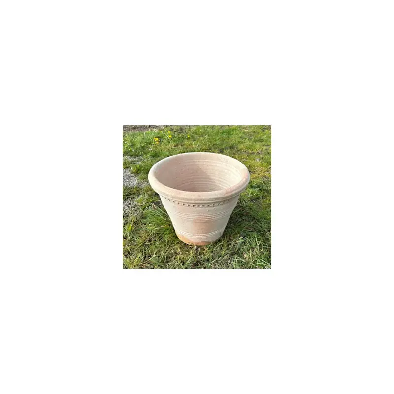 Pot conique tuinis double bord en terre cuite bl Super Prix