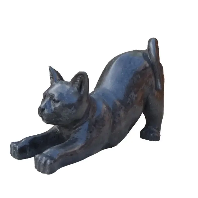 Paiement Sécurisé Chat en Terre Cuite Terrazzo Noir 50 cm - Accessoire de Décoration pour Jardin et Extérieur