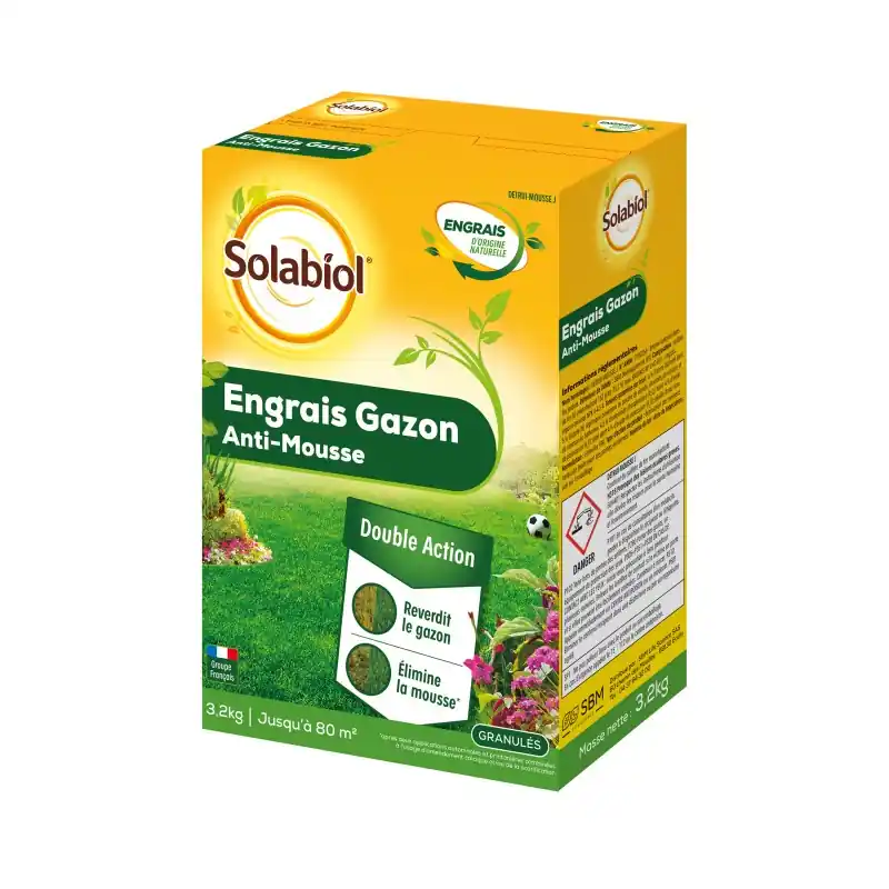 Soldes ENGRAIS GAZON BIO ANTI MOUSSE 3.2KG – SOLABIOL