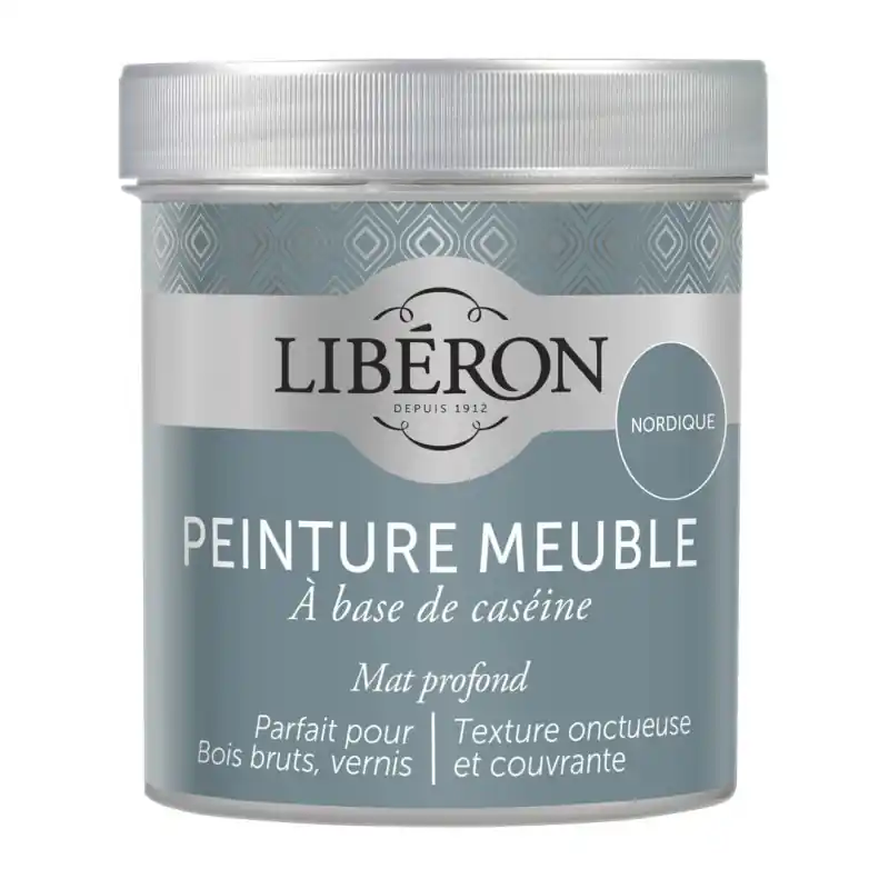 PEINTURE POUR MEUBLES CASEINE BLEU NORDIQUE 0.5 L Haute Qualité