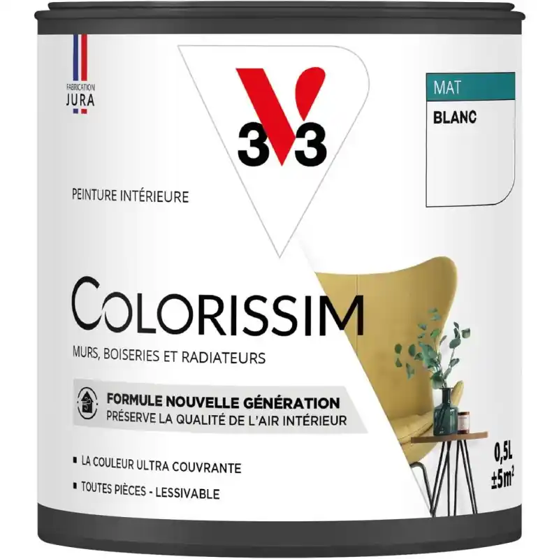 PEINTURE COLORISSIM MAT BLANC 500 ML Solde
