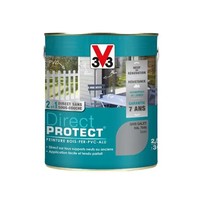 PEINTURE MULTI-MATERIAUX DIRECT PROTECT GRIS GALET SATIN 2.5L – V33 Promotion