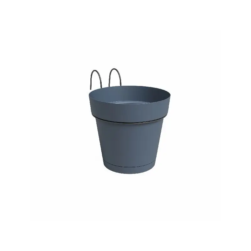 Petit Prix Kit Balcon Pot Capri 20cm Bleu Ardoise - Solution Écologique pour Plantes en Terrasse