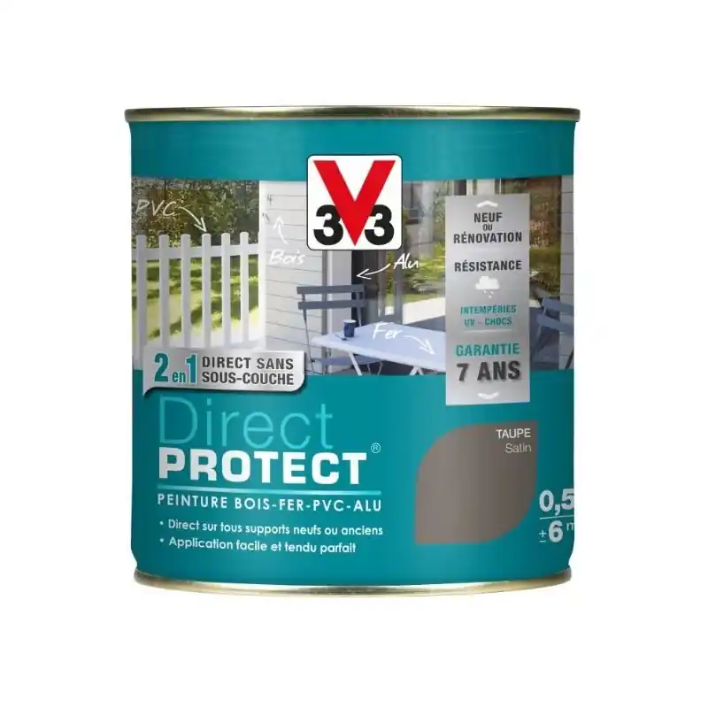 PEINTURE MULTI-MATERIAUX DIRECT PROTECT TAUPE SATIN 0.5L – V33 Prix Réduit