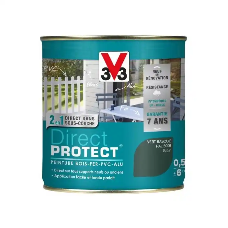 PEINTURE MULTI-MATERIAUX DIRECT PROTECT VERT BASQUE SATIN 0.5L – V33 Commande En Gros