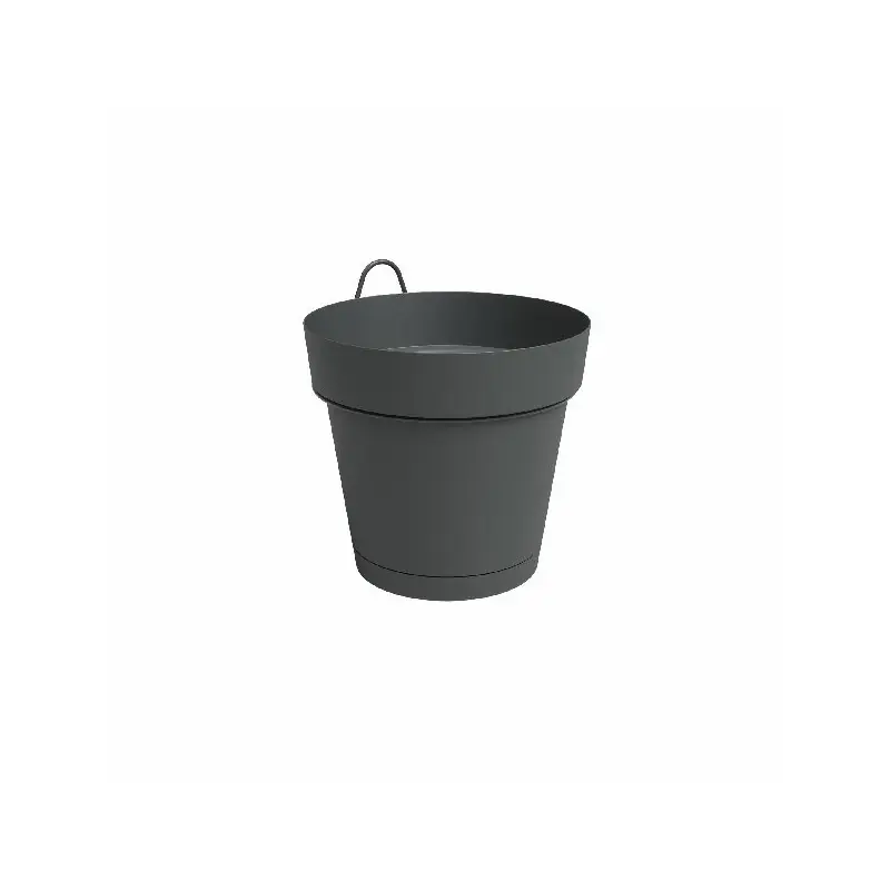 Petit Prix Kit Mur Pot Capri 20cm Anthracite - Décoration Murale Écologique avec Réserve d‘Eau