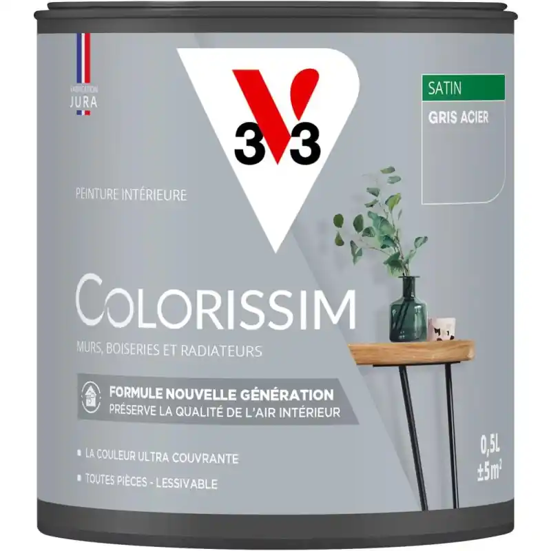 Expédié Aujourd'hui PEINTURE COLORISSIM SATIN GRIS ACIER 500ML