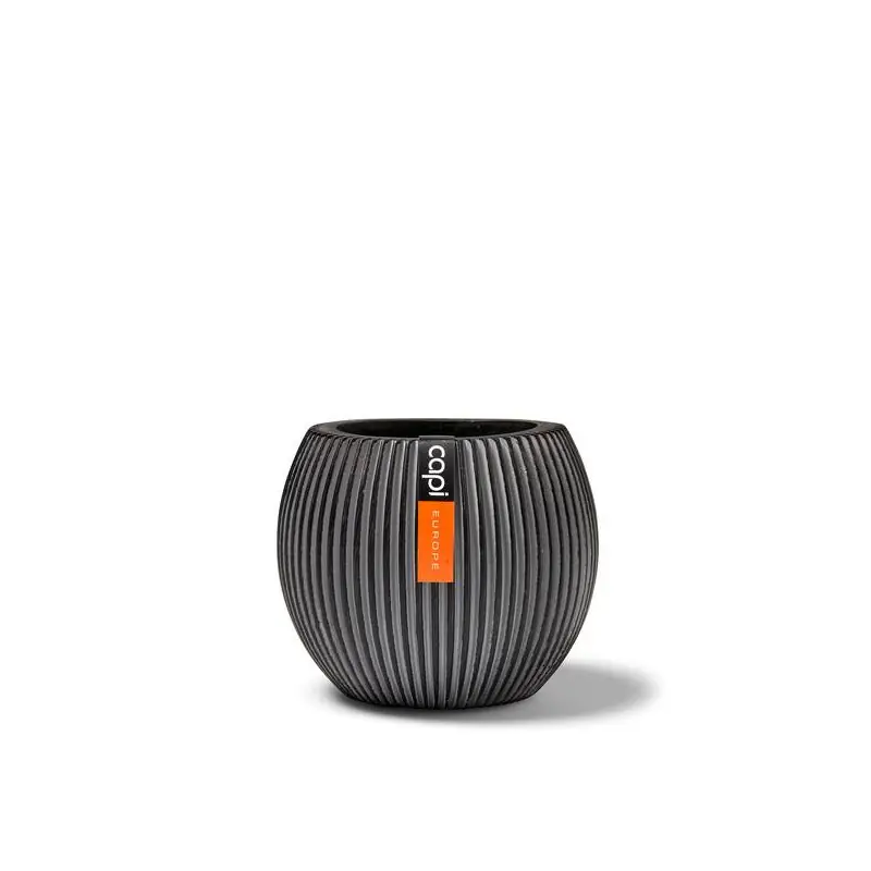 Vase Boule Groove Noir 23×19 cm – Élégance et Style pour Votre Intérieur – de Capi Meilleure Vente