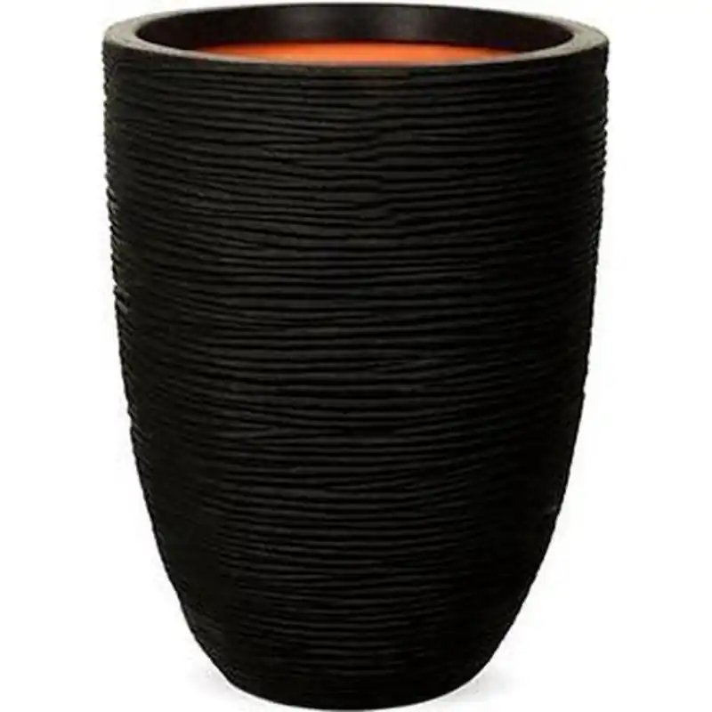 Pot Élegant Bas Strié Noir 36×47 – Décoration Contemporaine pour Intérieur et Extérieur – de Capi Pas Cher
