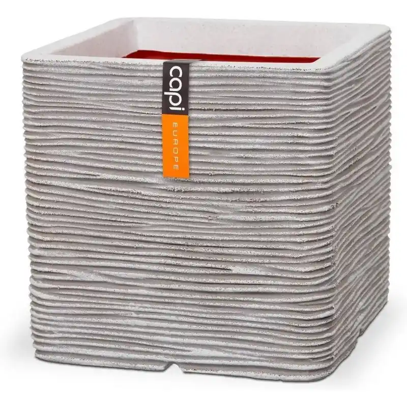 Pot Carré Strié Ivoire 50×50 – Élégance et Design pour vos Plantes – de Capi Offre Du Jour