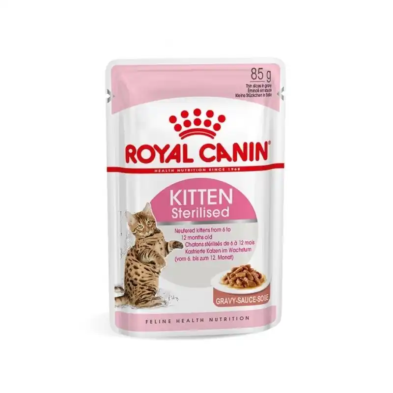 Acheter En Ligne ALIMENT HUMIDE KITTEN STERILISED SAUCE 85G ROYAL CANIN