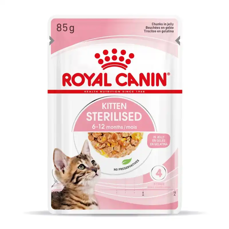 Offre Exclusive ALIMENT HUMIDE KITTEN STERILISED GELEE 85G ROYAL CANIN