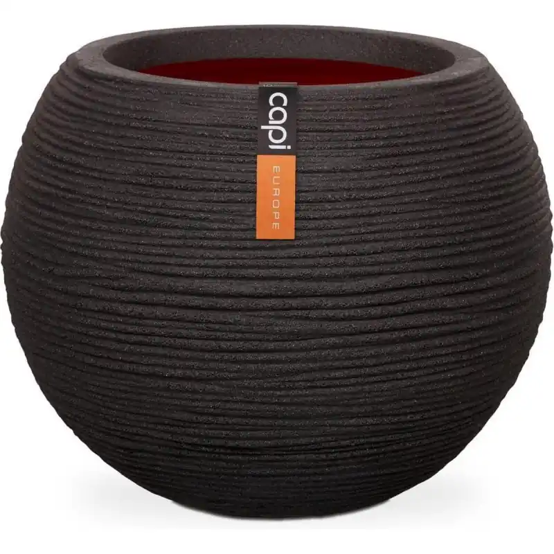 Pot Boule Strié Noir 62x48 cm - Idéal pour Décoration Intérieure et Extérieure - de Capi Bon Plan