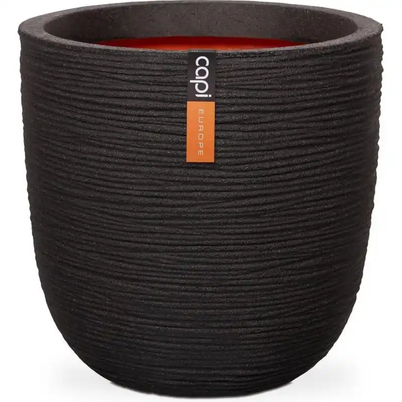 Acheter Direct Pot Boule Strié Noir 54×52 cm – Élégance pour Plantes d‘Intérieur et Décoration Moderne – de Capi