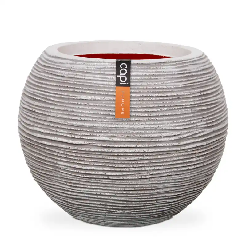 Vente Directe Pot Boule Strié 40x32 Ivoire - Élégance et Style pour Vos Plantes d‘Intérieur - de Capi