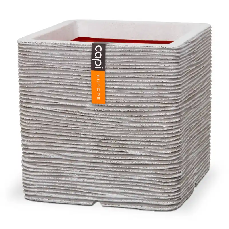 Pot Carré Strié Ivoire 40×40 – Élégance et Style pour vos Plantes d‘Intérieur – de Capi Dernière Chance