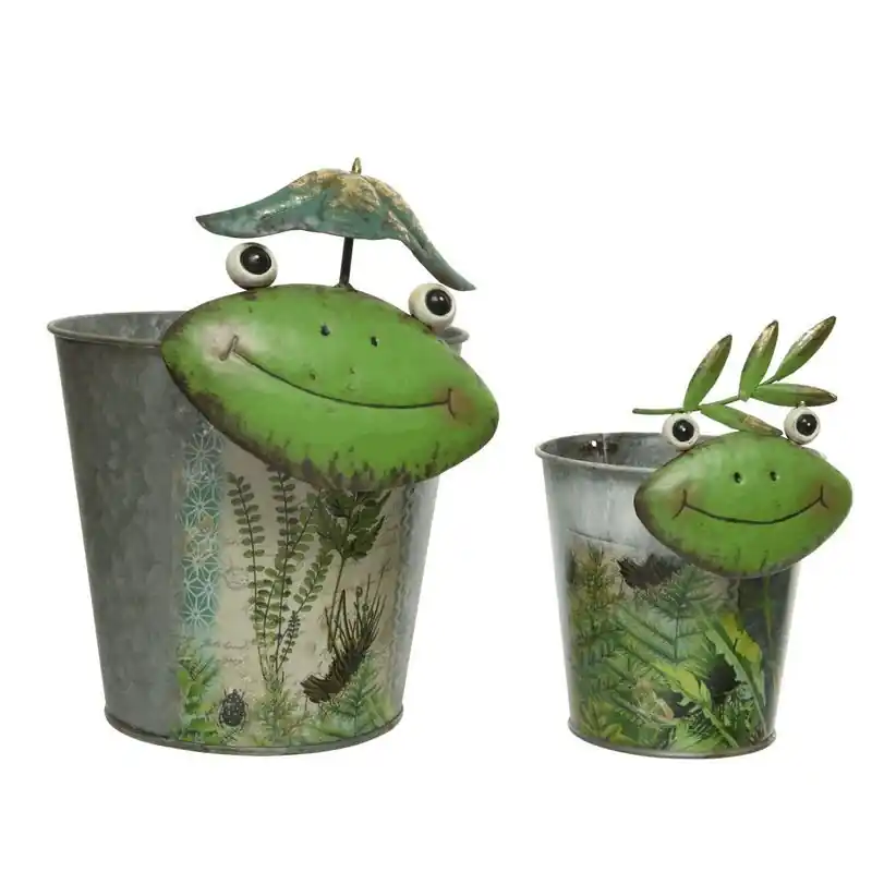 CACHE POT A/TETE GRENOUILLE H25 Solde