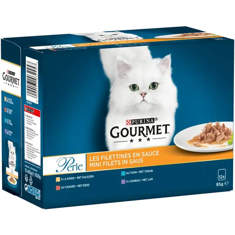 ALIMENT HUMIDE CHAT GOURMET PERLE LES FILETTINES EN SAUCE - 12 X 85 G Offre Limitée
