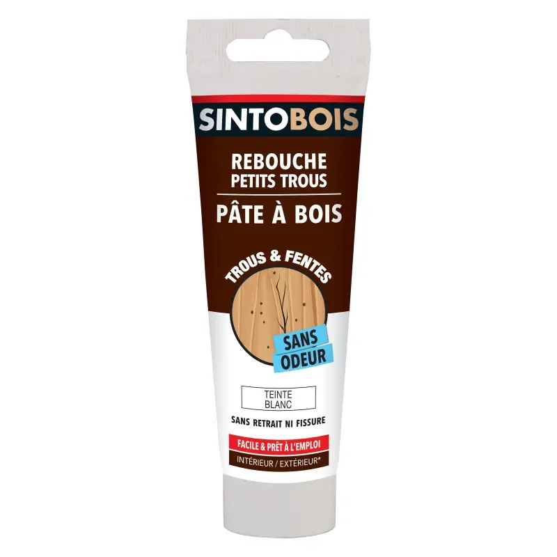 Meilleur Choix PATE A BOIS REBOUCHE TROUS & FENTES BLANC 80G - SINTOBOIS