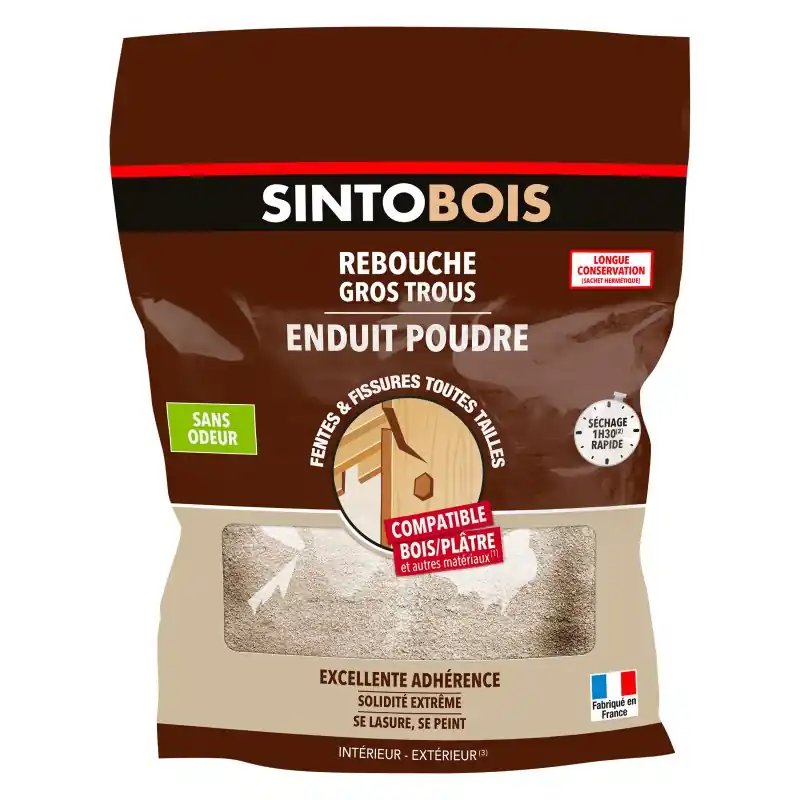 ENDUIT POUDRE REBOUCHE GROS TROUS 1KG – SINTOBOIS Prix Promo