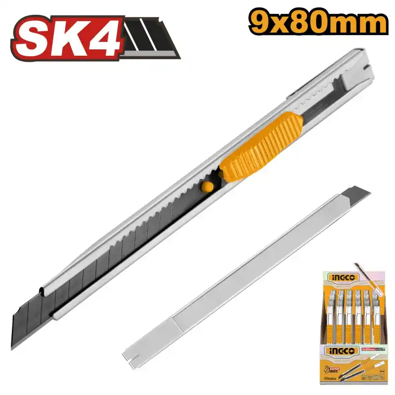 CUTTER INOX 129MM – LAME 9X80MM – AUTOBLOCAGE – INGCO Authentique