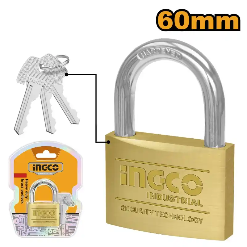 CADENAS LAITON 60MM – 3 CLEFS – INGCO Bon Plan