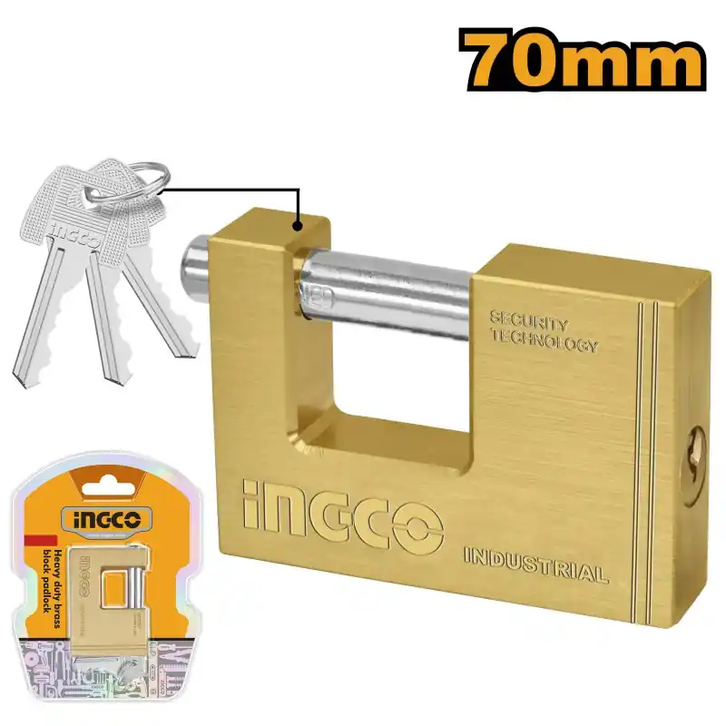Prix Promo CADENAS RECTANGULAIRE EN LAITON 70MM – INGCO