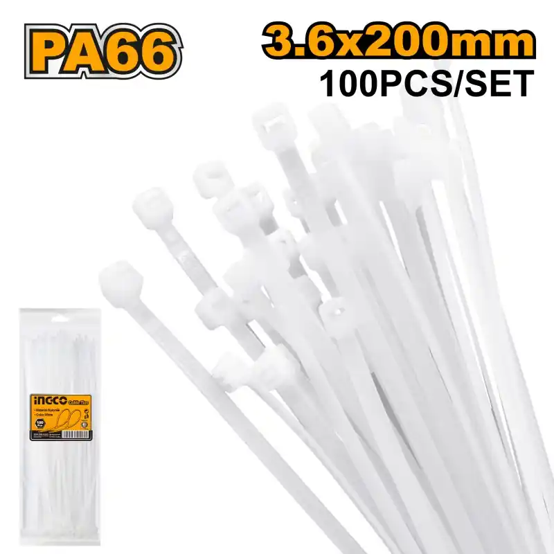 Populaire SET COLLIERS SERRAGE BLANC NYLON X100 – 200X3.6MM – INGCO