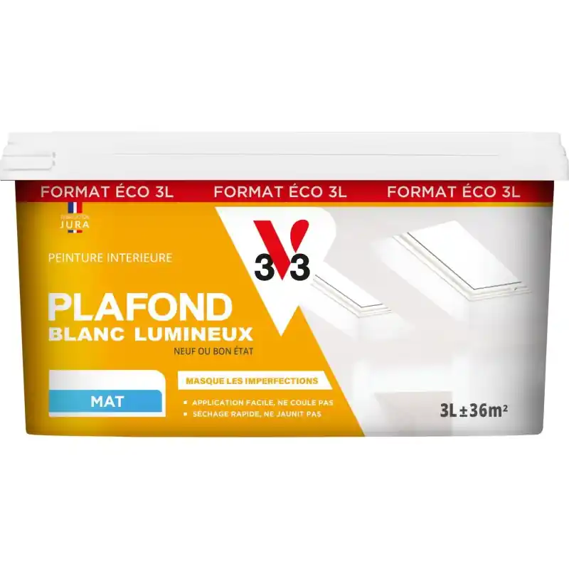 Quantité Limitée PLAFOND BLANC LUMINEUX MAT 3L – V33