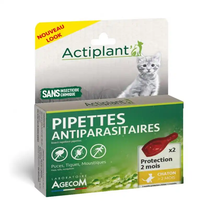 2 PIPETTES ANTIPARASITAIRES CHATONS +2MOIS – ACTIPLANT Soldes