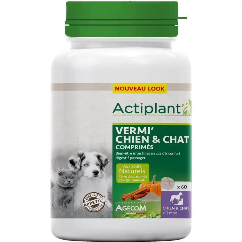 VERMI‘CHIENS/CHATS 60 COMPRIMÉS – ACTIPLANT Dernière Chance