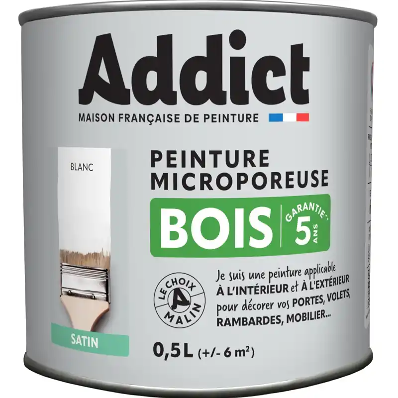 Nouveauté PEINTURE BOIS ADDICT 0.5 L TEINTES DIVERSES - ADDICT