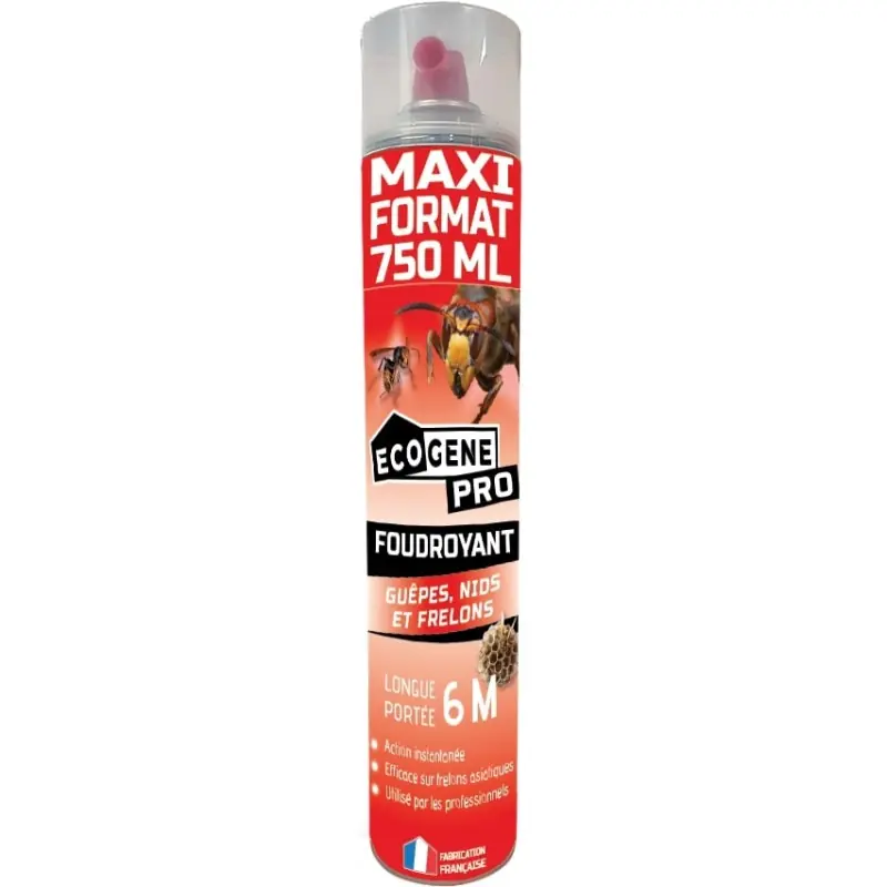Authentique AEROSOL FOUDROYANT GUEPES LONGUE PORTÉE 6 M 750ML - ECOGENE