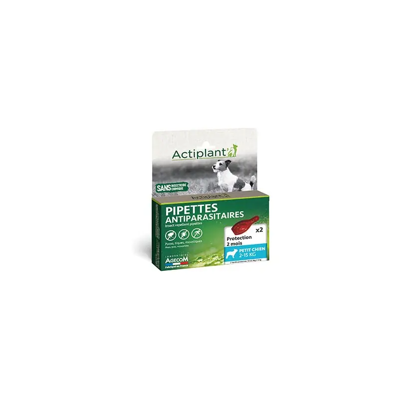 2 PIPETTES ANTIPARASITAIRES PETITS CHIENS 2-15KG – ACTIPLANT Promotion