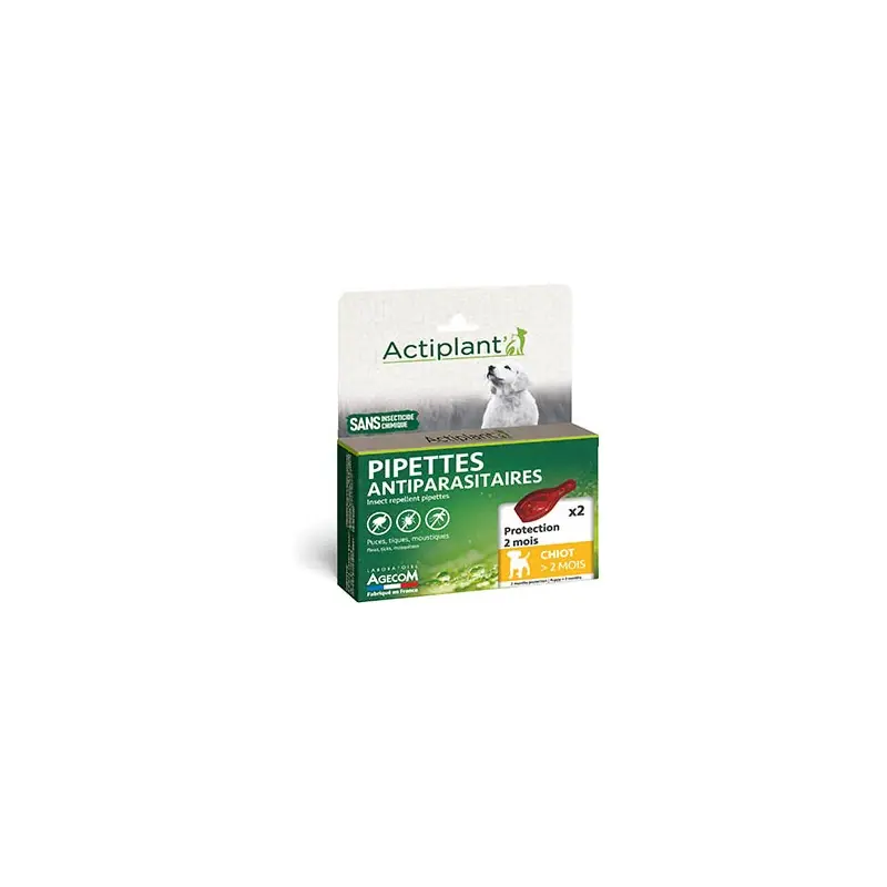 Acheter En Ligne 2 PIPETTES ANTIPARASITAIRES CHIOTS +2 MOIS – ACTIPLANT