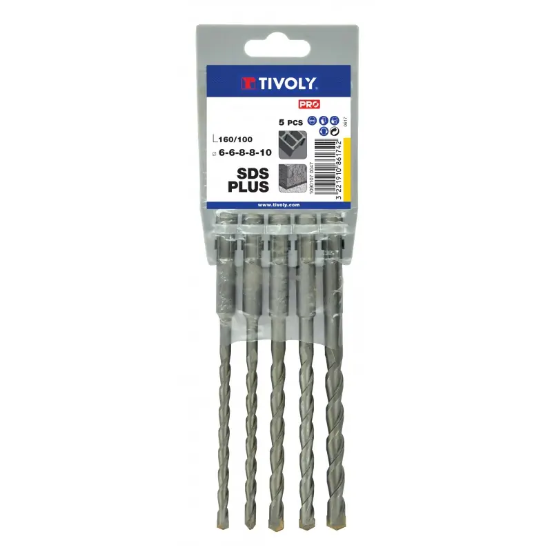 Offre Du Jour LOT 5 FORETS SDS + SIMPLE GOUJURE L160MM Ø6-6-8-8-10MM – TIVOLY