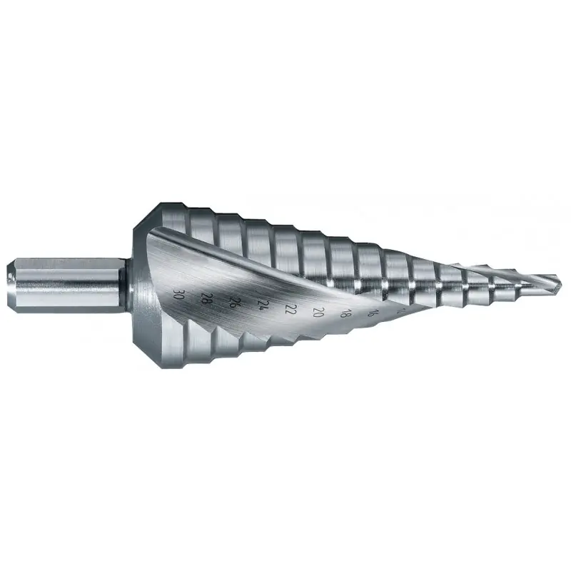 Nouvelle Collection FORET CONIQUE ETAGE HSS HELICOÏDAL POINTE EN CROIX QUEUE A 3 MEPLATS Ø4 A 30MM – TIVOLY