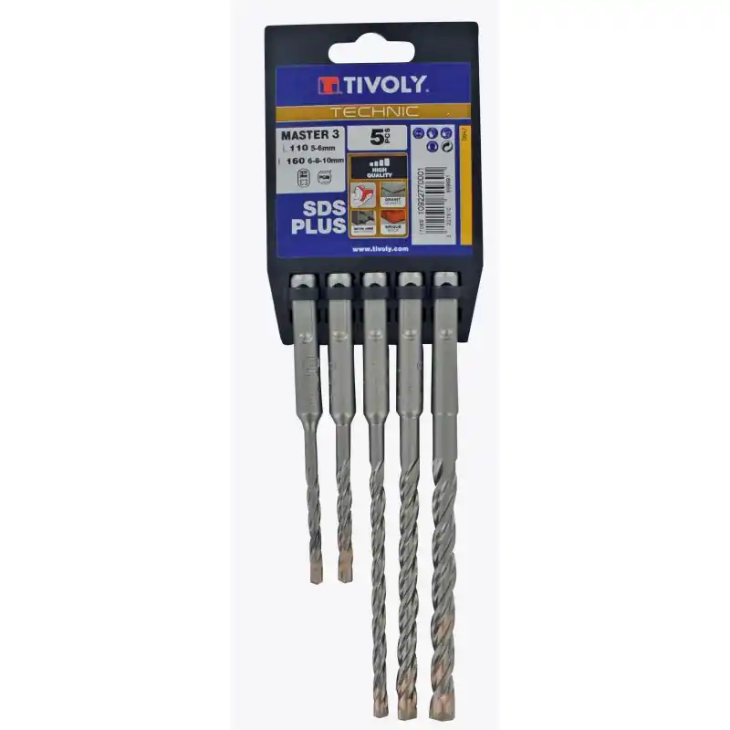 Offre Du Jour LOT 5 FORETS BETON 3 TAILLANTS QUEUE SDS + L110MM Ø5-6MM L160MM Ø6-8-10MM – TIVOLY