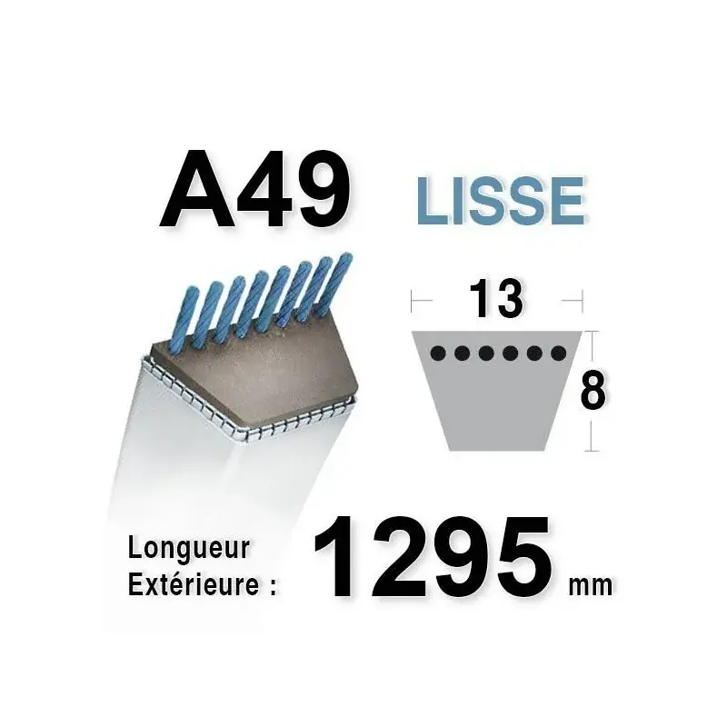 Certifié Courroie 13MM X 1295MM – A49 – 1134-9076-01 – 1134907601 – 9585-0134-01 – 9585013401