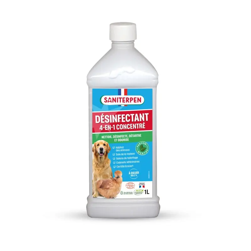 DÉSINFECTANT ANIMAL VIRACTIF CONCENTRÉ 1L – SANITERPEN Certifié