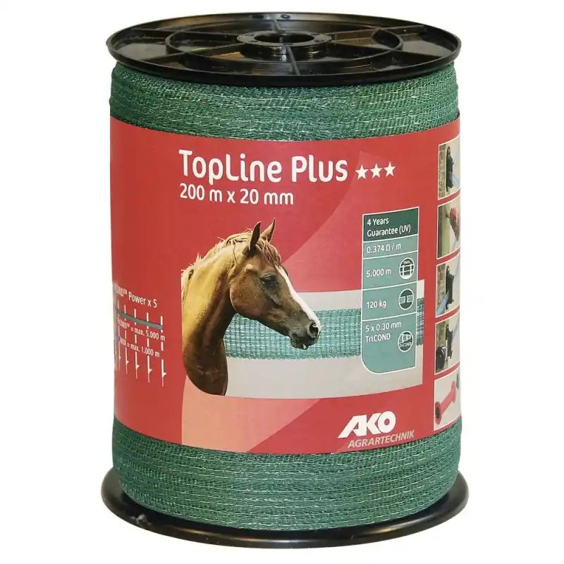 Paiement Sécurisé RUBAN DE CLOTURE L.200 M x l.20 MM TOPLINE PLUS VERT – AKO