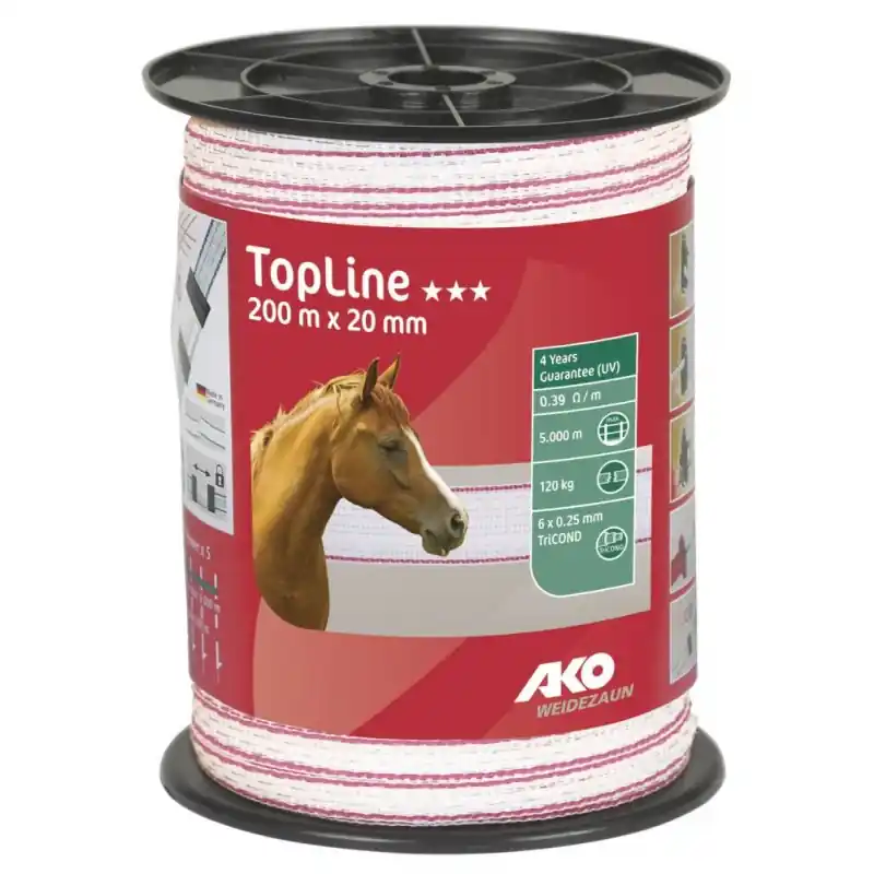 Offre Limitée RUBAN DE CLOTURE L.200 M x l.20 MM TOPLINE BLANC/ROSE – AKO