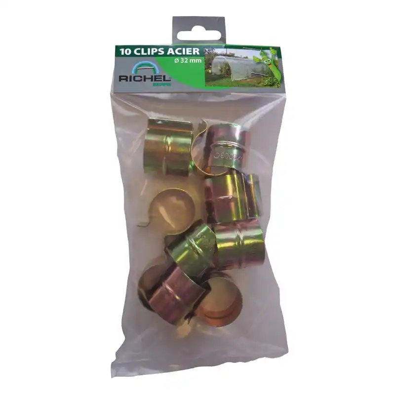 Top Vente LOT DE 10 CLIPS Ø32MM ACIER POUR SERRE – RICHEL SERRE
