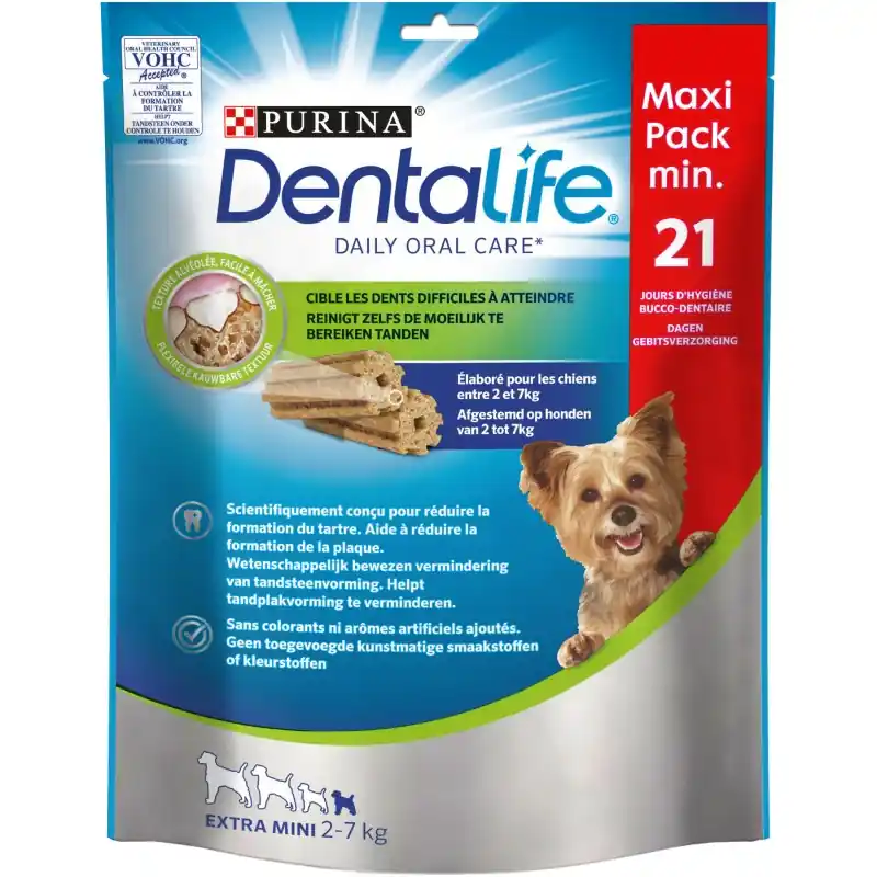 PURINA DENTALIFE EXTRA MINI – MAXI PACK – POUR CHIENS DE TRÈS PETITE TAILLE – 207 G Haute Qualité