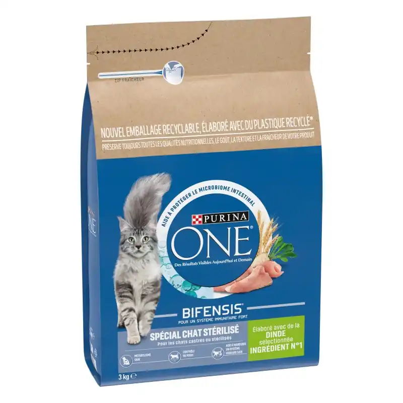 Offre Spéciale CROQUETTES CHATS STÉRILISÉS DINDE 3KG – PURINA ONE